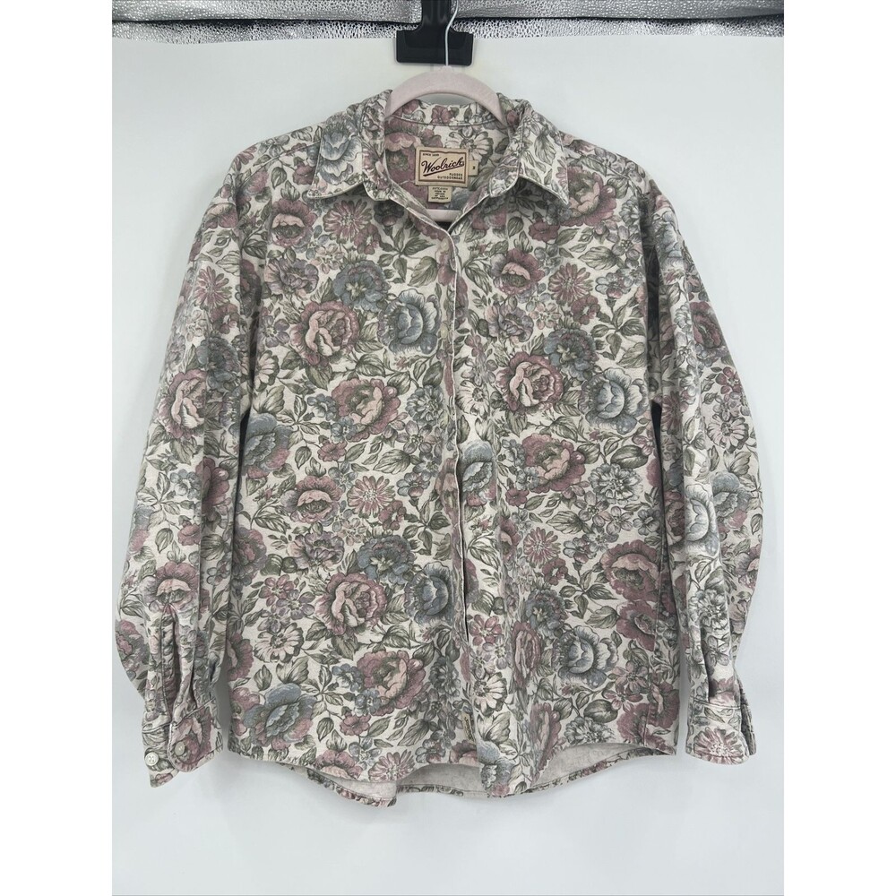 Woolrich Women's Floral Roses All-Over Pattern Flannel Cotton Shirt Size Medium